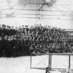 The entire Sopwith Aviation Co. workforce in the skating rink in 1914