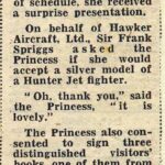 5th July 1954 Report of the visit by Princess Margaret to Squires Gate. Source: Blackpool Evening Gazette