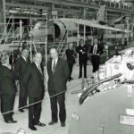 1976-0731 Visit to the Kingston factory by Lord Beswick, then Chairman designate of British Aerospace. Under the terms of the Aircraft and Shipbuilding Industries Act, the British aircraft industry was nationalised into one concern called British Aerospac