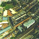 Aerial view shortly before demolition of main factory.