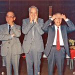 1988 - 09671 The three chief airframe designers - see no evil, hear no evil and speak no evil! Source: Ralph Hooper