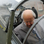 Ralph Hooper who devised the Harrier checks out a GR3 cockpit
